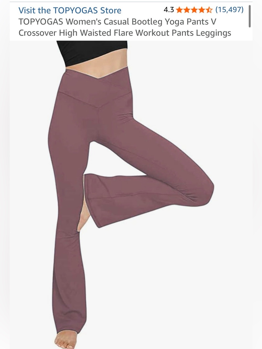 Women's V-Crossover High Waisted Flare Yoga Pants - Mauve XS